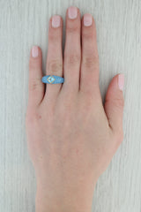 Blue Jadeite Jade 0.80ct Topaz Ring 14k Yellow Gold Size 8 Band