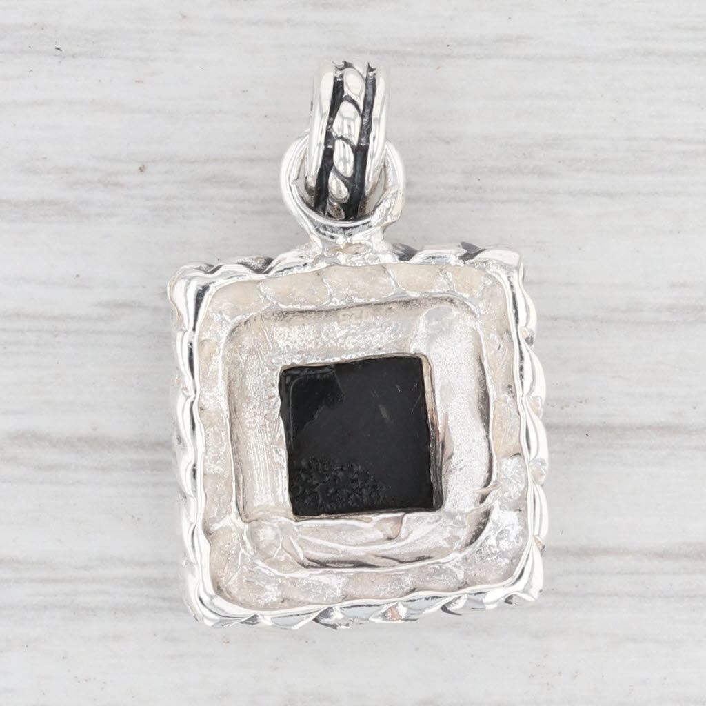 Light Gray New Black Resin Pendant 925 Sterling Silver B12682