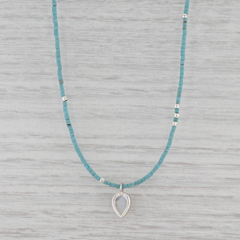 New Nina Nguyen Moonstone Pendant Bead Turquoise Lotus Necklace Sterling Silver
