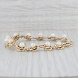 Light Gray Cultured Pearl Knot Links Bracelet 14k Yellow Gold 7.5" 11.7mm