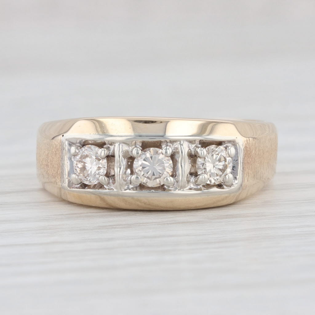 Light Gray Vintage 0.47ctw Diamond 3-Stone Ring 10k Yellow Gold Size 9.25-9.5