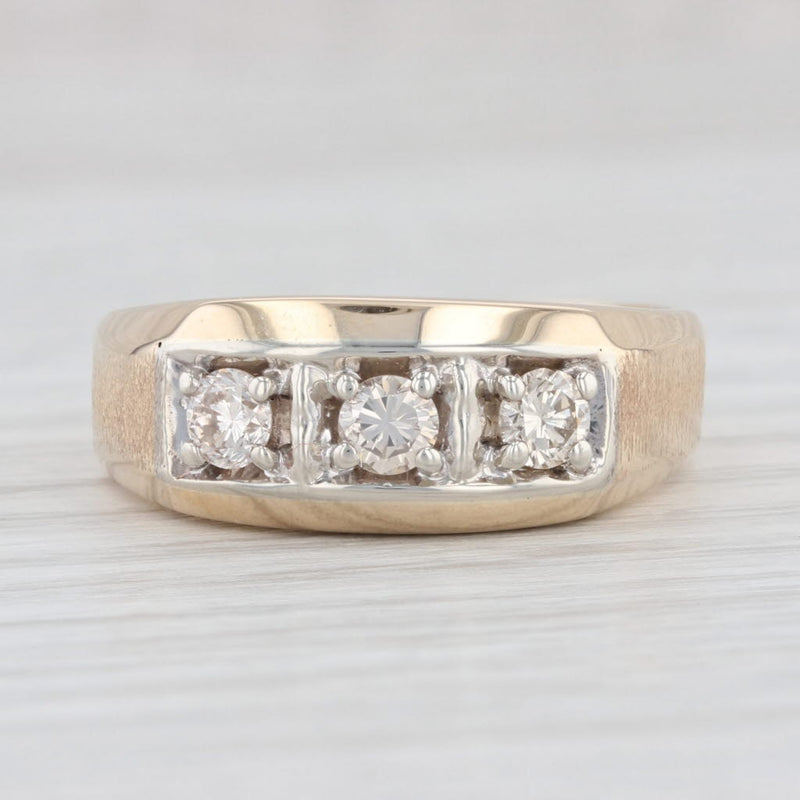 Vintage 0.47ctw Diamond 3-Stone Ring 10k Yellow Gold Size 9.25-9.5