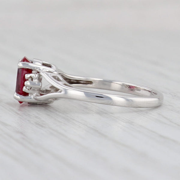Light Gray 1.66ctw Oval Lab Created Ruby Diamond Ring 14k White Gold Size 6.75
