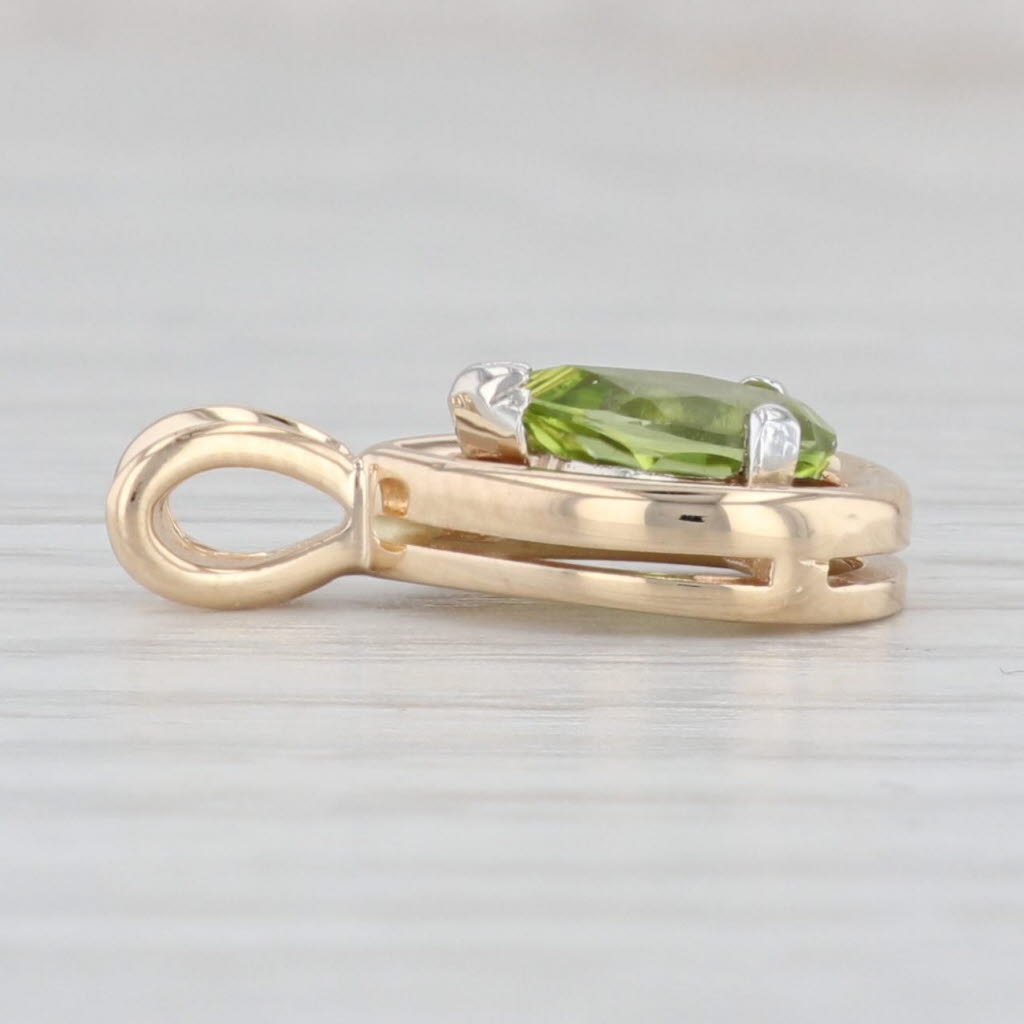 Light Gray 0.95ctw Pear Peridot Teardrop Pendant 14k Yellow Gold August Birthstone