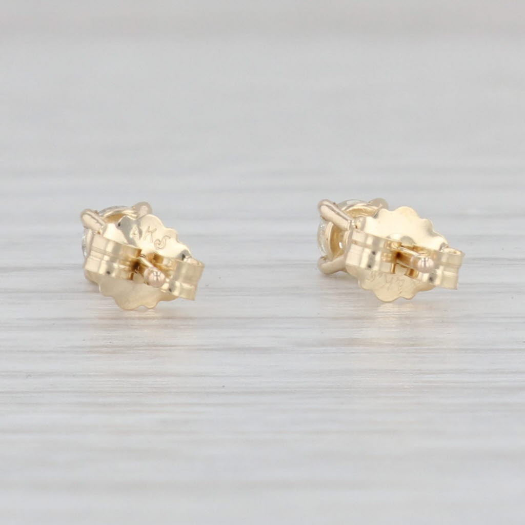 Light Gray New 0.32ctw Diamond Solitaire Stud Earrings 14k Yellow Gold April Birthstone