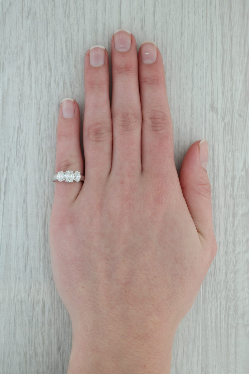 Dark Gray 1.53ctw Oval Diamond 3-Stone Ring 14k White Gold Size 6 Engagement
