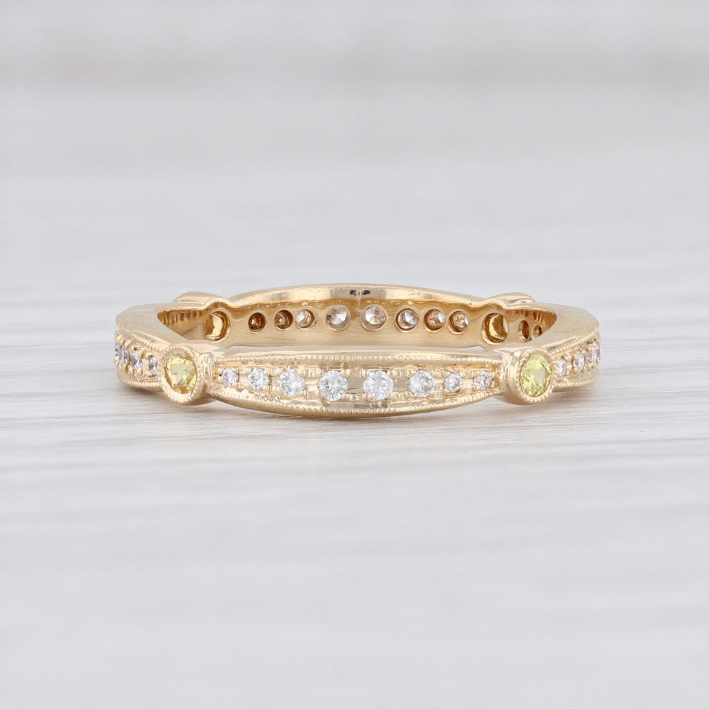 Light Gray New Beverley K Yellow Sapphire Diamond Eternity Ring 14k Gold Stackable Band 6.5