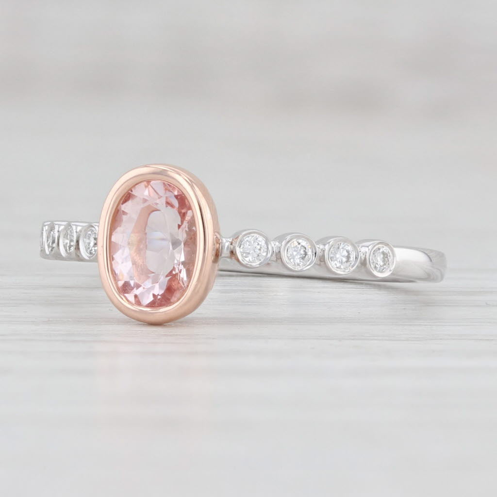 Light Gray New 0.80ctw Morganite Diamond Ring 14k Rose White Gold Size 6.75 Oval Engagement