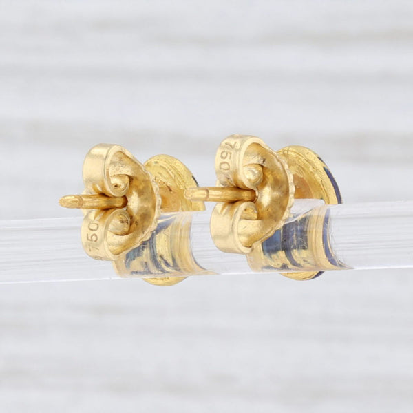 Light Gray Enamel Swirl Stud Earrings 18k Yellow Gold Pierced