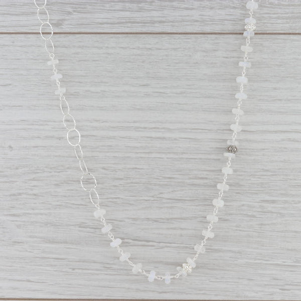 Gray New Nina Nguyen Moonstone Bead Melody Chain Necklace Sterling Silver 37.5"