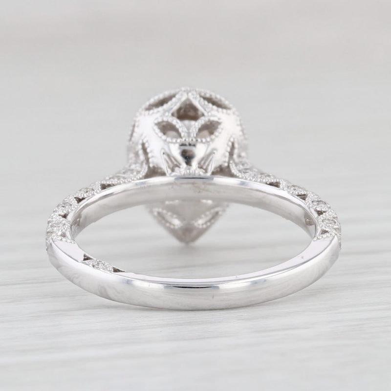 New 1.73ctw Diamond Teardrop Halo Engagement Ring 14k White Gold Size 6.5 Pear