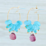 Tourmaline Briolette Glass Turquoise Hoop Earrings 14k Yellow Gold Nordstrom