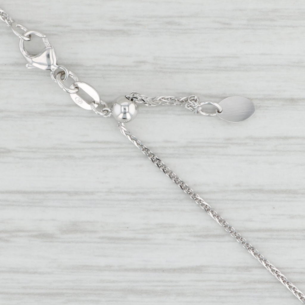 Light Gray New Spiga Wheat Chain Necklace 14k White Gold 18" 0.8mm Adjustable Sliding Bead