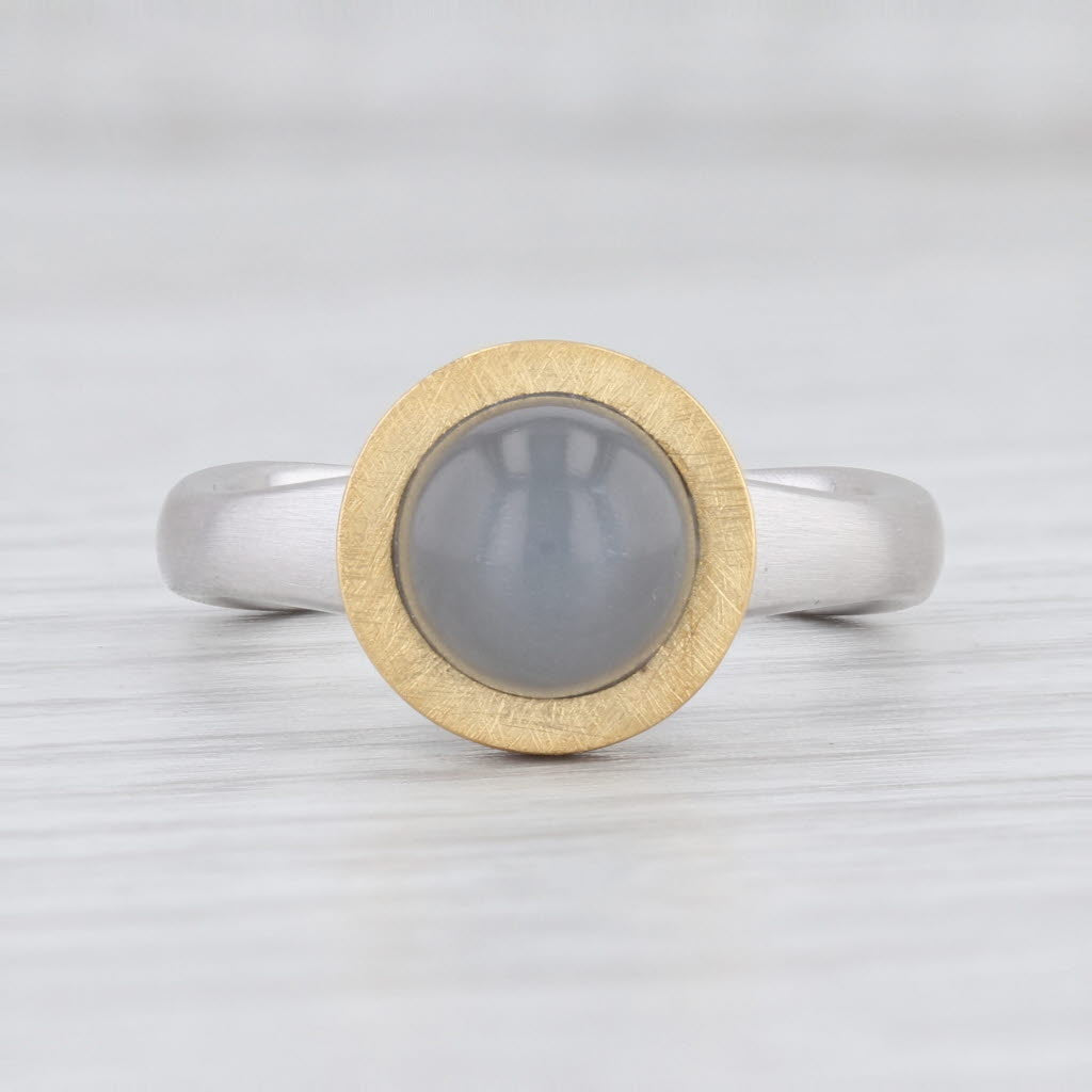 Light Gray New Bastian Inverun Ring 12850 Bicolor Memorable Surface Moonstone Silver 54 7