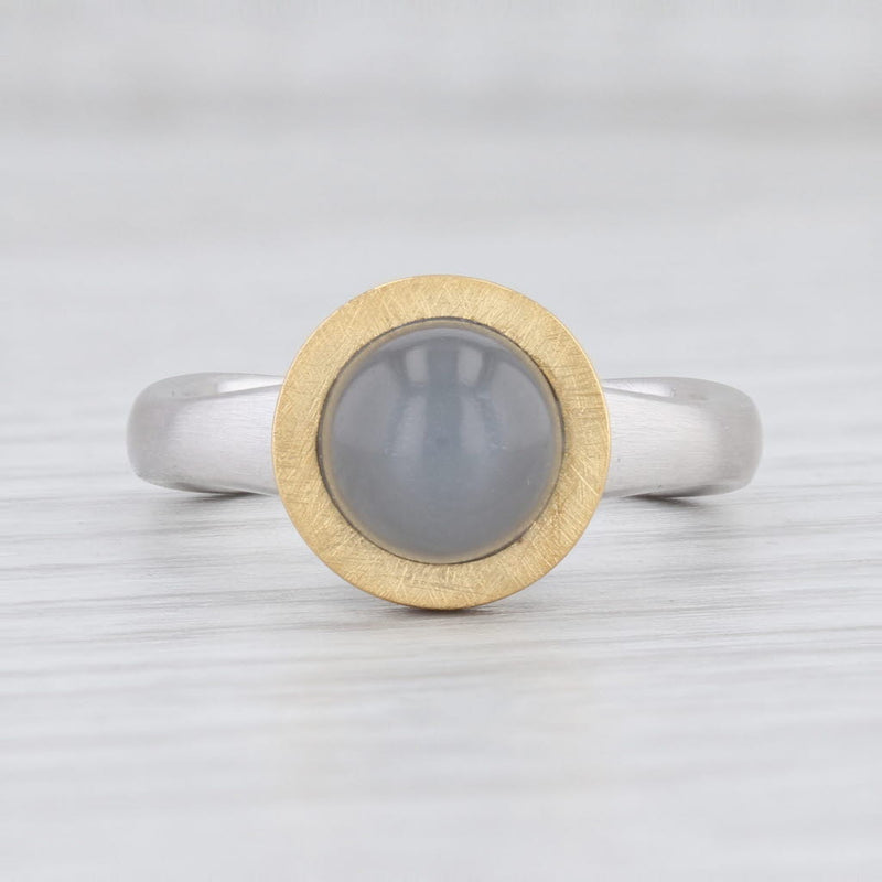 New Bastian Inverun Ring 12850 Bicolor Memorable Surface Moonstone Silver 56 7.5