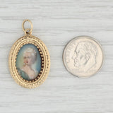 Victorian Female Portrait Pendant 14k Yellow Gold Oval Frame Vintage Charm