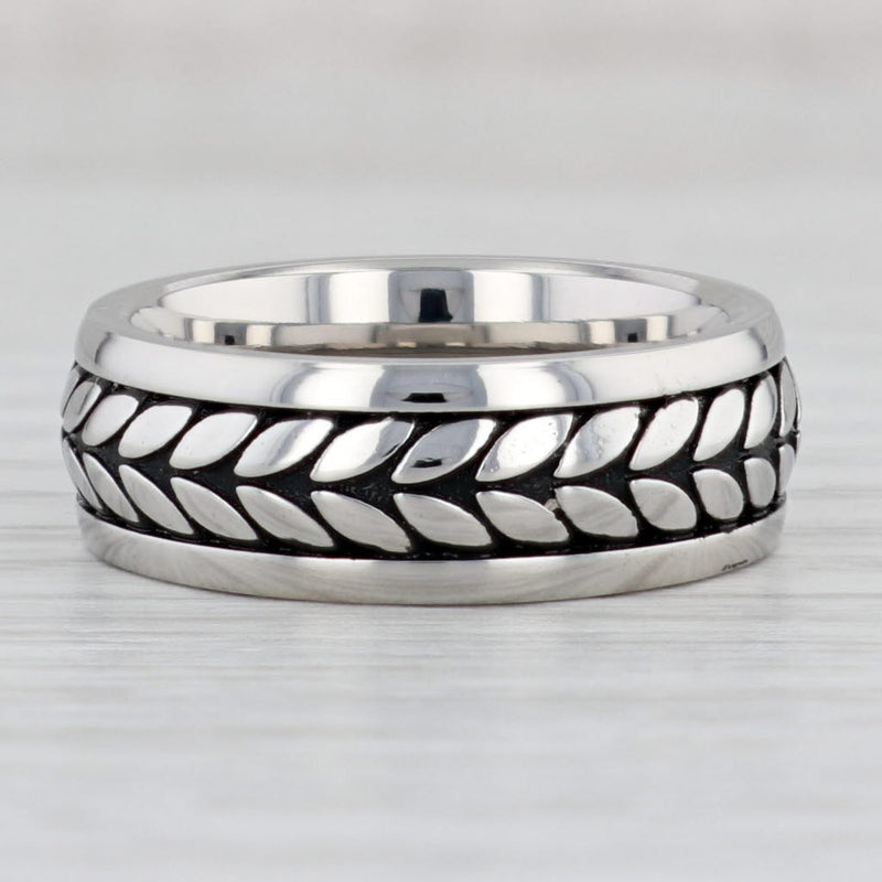 Light Gray New Rope Pattern Titanium Ring Size 8.25-8.5 Wedding Band