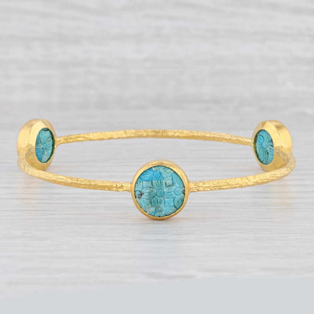 Sterling Silver hammered bangle with Turquoise stone popular