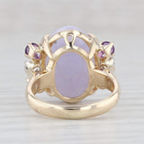 Light Gray Purple Jadeite Jade Diamond Amethyst Ring 14k Yellow Gold Size 2.5 Small Size