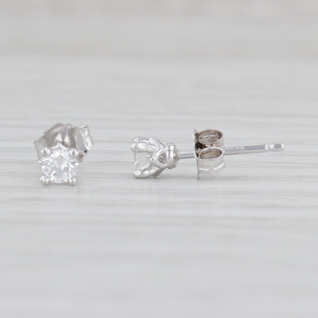 Light Gray New 0.20ctw VS2 Diamond Stud Earrings 14k White Gold Small Round Solitaire Studs