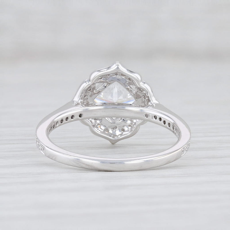 Light Gray New Beverley K Semi Mount Engagement Ring Diamond Halo 14k Gold SZ 6.5 Princess