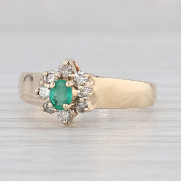 Light Gray 0.38ctw Oval Emerald Diamond Halo Ring 14k Yellow Gold Size 6.5
