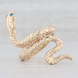 Light Gray Synthetic Spinel Snake Ring 14k Yellow Gold Size 6 Serpent Statement