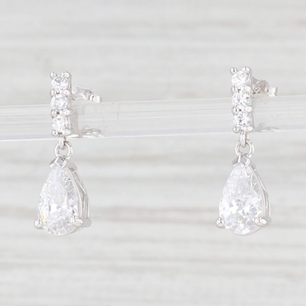 Light Gray 1.68ctw Teardrop Cubic Zirconia Earrings 10k White Gold Dangles