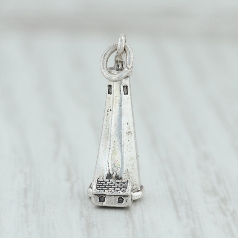 Light Gray Old Baldy Lighthouse Charm Sterling Silver Nautical North Carolina Souvenir