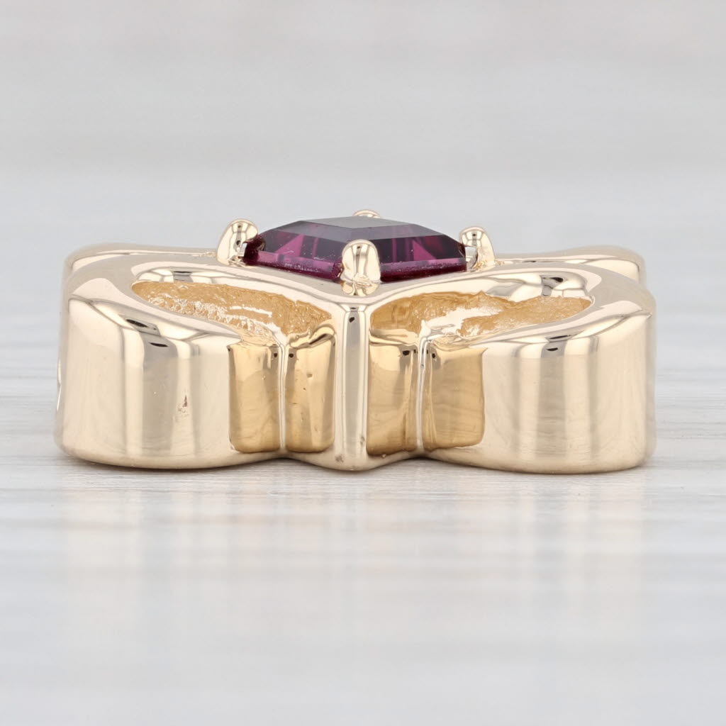 Light Gray 1.25ct Rhodolite Garnet Slide Charm 14k Yellow Gold Vintage January Birthstone