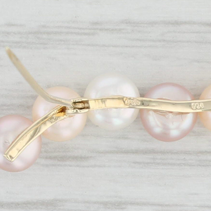 Cultured Pearl Curved Bar Pin 14k Gold Pink Purple White