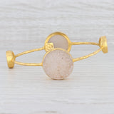 New Nina Nguyen Bangle Bracelet Druzy Quartz Sterling Silver 22k Gold Vermeil 8”