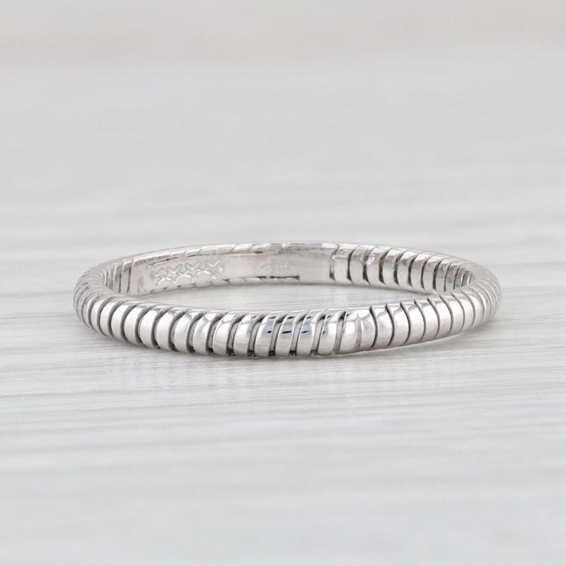 Etched Ridged Ring 14k White Gold Size 5.75 Band