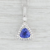 Light Gray Venetti 1.40ctw Tanzanite Diamond Halo Pendant Necklace 14k Gold 18" Wheat Chain