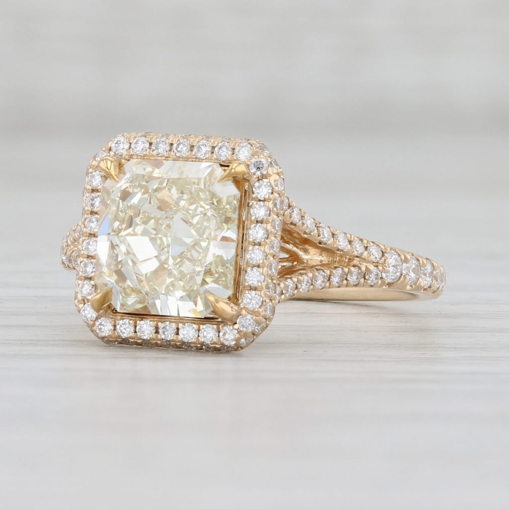 Light Gray New 2.96ctw Yellow Diamond Halo Engagement Ring 14k Yellow Gold Size 7.25 GIA