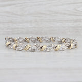 0.54ctw Diamond Woven Bracelet 10k White Yellow Gold 7" 6.3mm