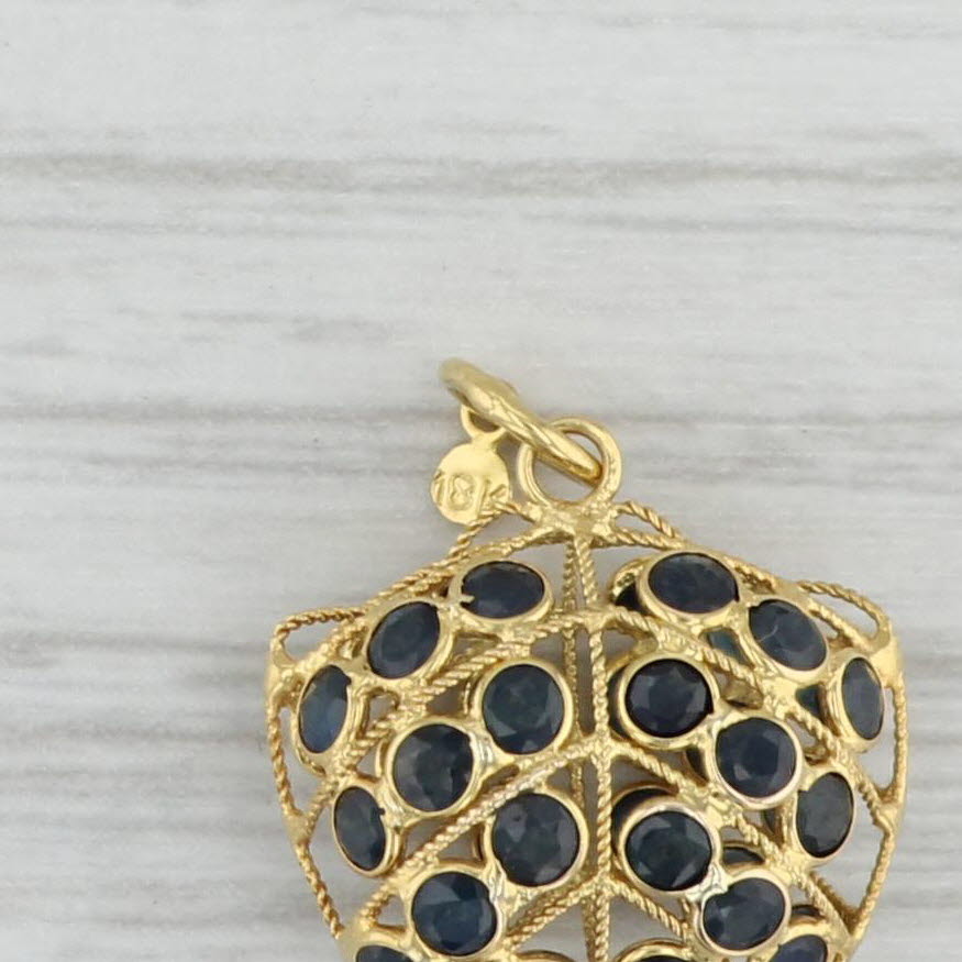 Gray 2ctw Blue Sapphire Cluster Charm 18k Yellow Gold Pendant September Birthstone