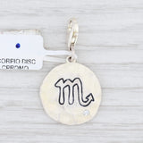 New Zodiac Scorpio Charm Hammered Sterling Silver Crystal Astrology