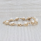 Light Gray Cultured Pearl Knot Links Bracelet 14k Yellow Gold 7.5" 11.7mm