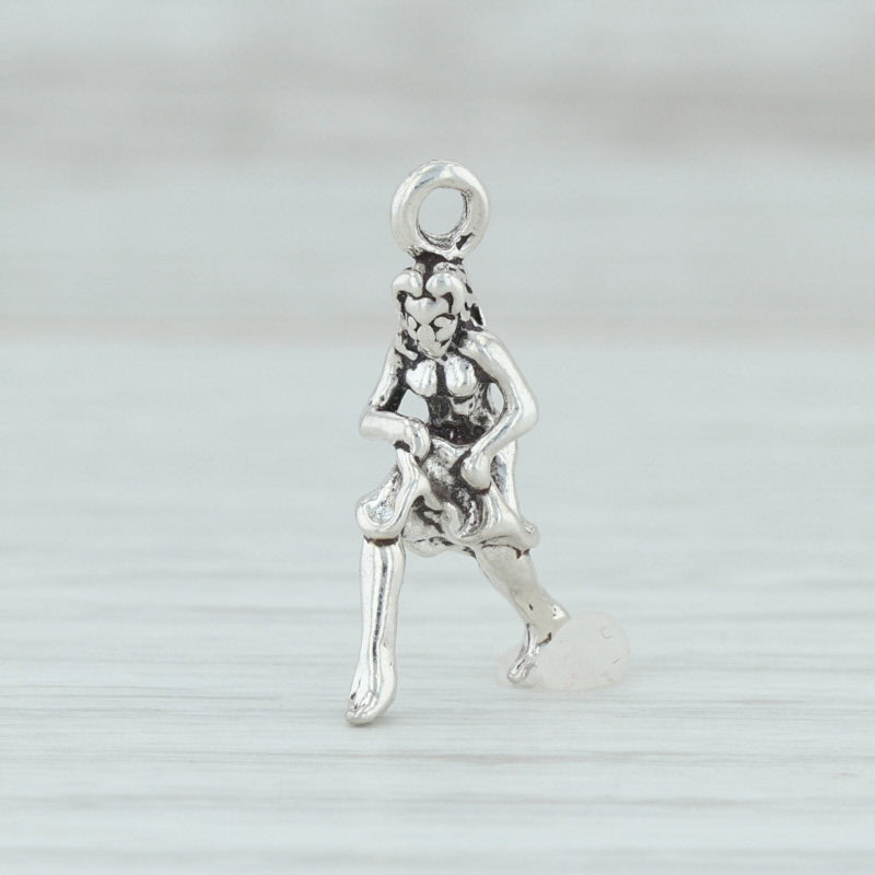 Light Gray 12 Days of Christmas Dancing Lady Charm Sterling Silver Figural Ladies Dancing