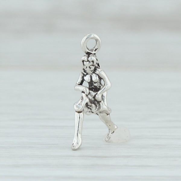 Light Gray 12 Days of Christmas Dancing Lady Charm Sterling Silver Figural Ladies Dancing