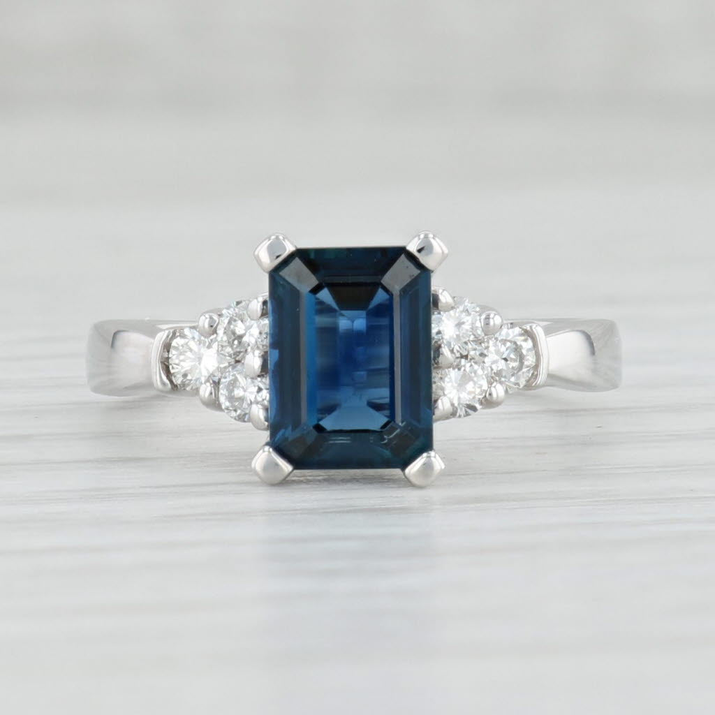 Light Gray Le Vian 1.91ctw Blue Sapphire Diamond Engagement Ring 14k White Gold Size 7.25