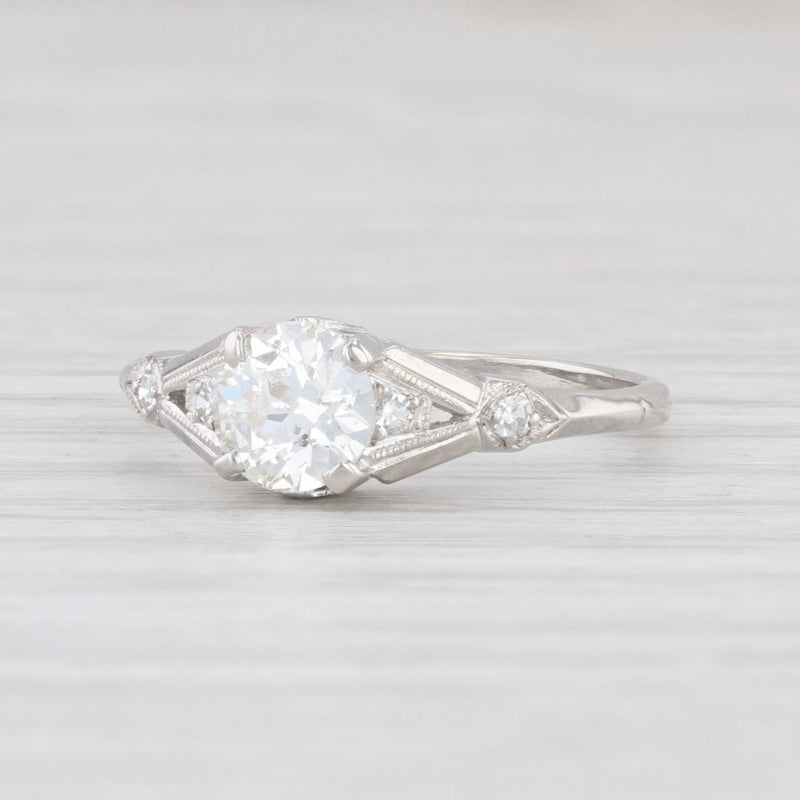 Light Gray 0.76ctw Diamond Art Deco Engagement Ring Platinum Size 6.75 Old European