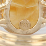 Tan 12.16ctw Oval Citrine Diamond Ring 18k Yellow Gold Size 7.5 Cocktail