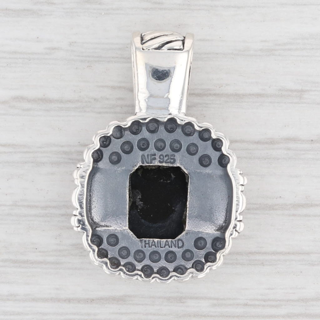 Light Gray New Black Onyx Pendant Sterling Silver Drop B12746