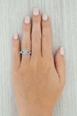 Tan 0.96ctw Blue Purple Sapphire Diamond Halo Ring 14k White Gold Oval Engagement