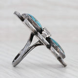 Light Gray Vintage Native American Turquoise Ring Sterling Silver Navajo Jewelry Size 7.5