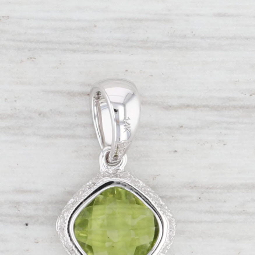 Light Gray New 1ct Peridot Drop Pendant 14k Gold Cushion Solitaire August Birthstone