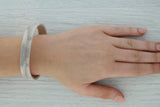 Dark Gray Mesh Chain Bracelet Sterling Silver 925 7.5" 12.3mm Pull Over Statement
