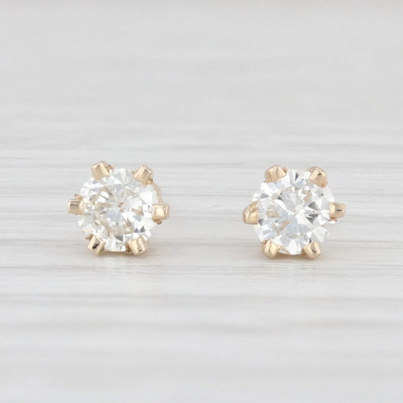 0.20ctw Diamond Stud Earrings 14k Yellow Gold Round Solitaire April Birthstone